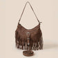Faux Suede Cascade Fringe Shoulder Bag