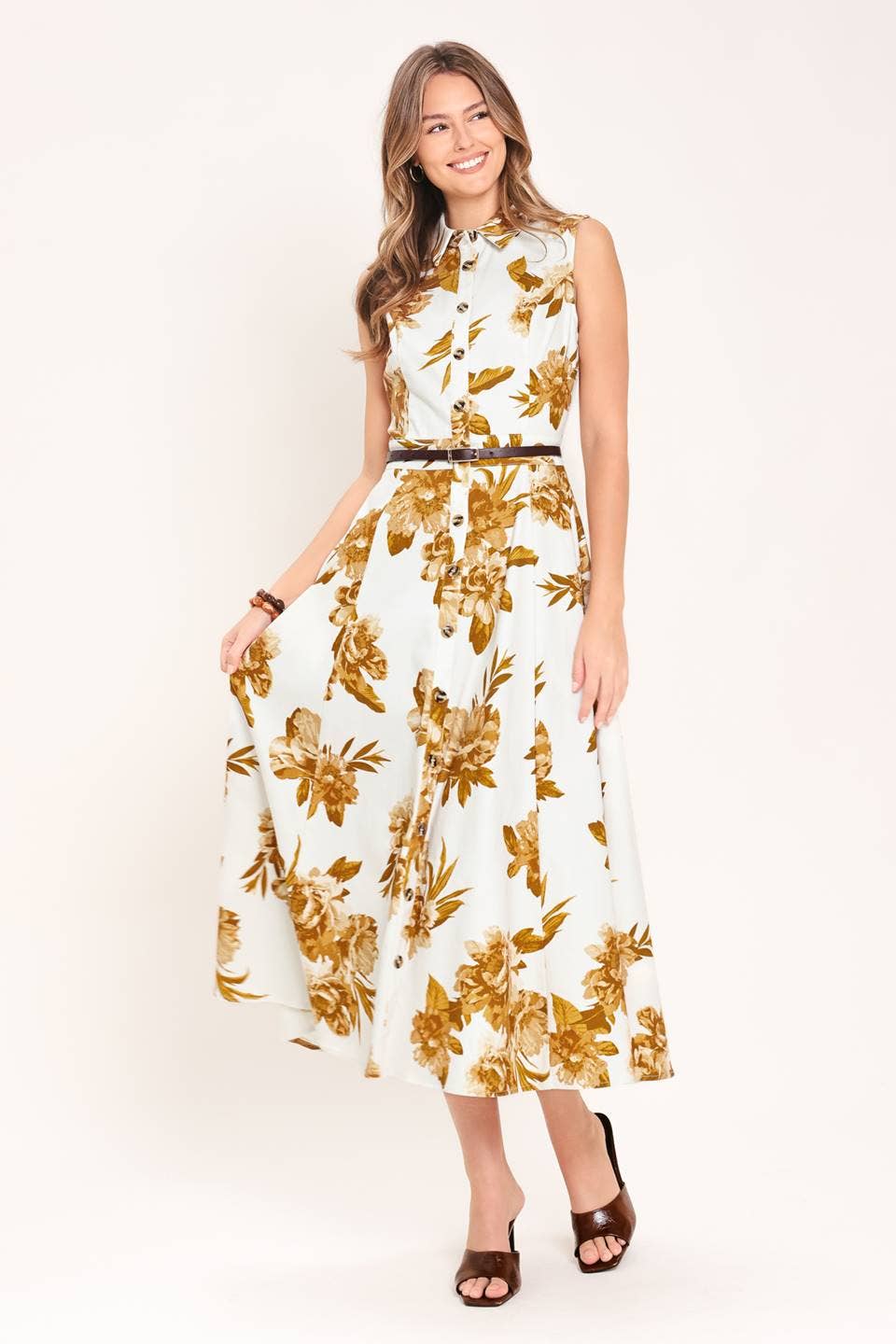 A printed woven midi dress - ID24034