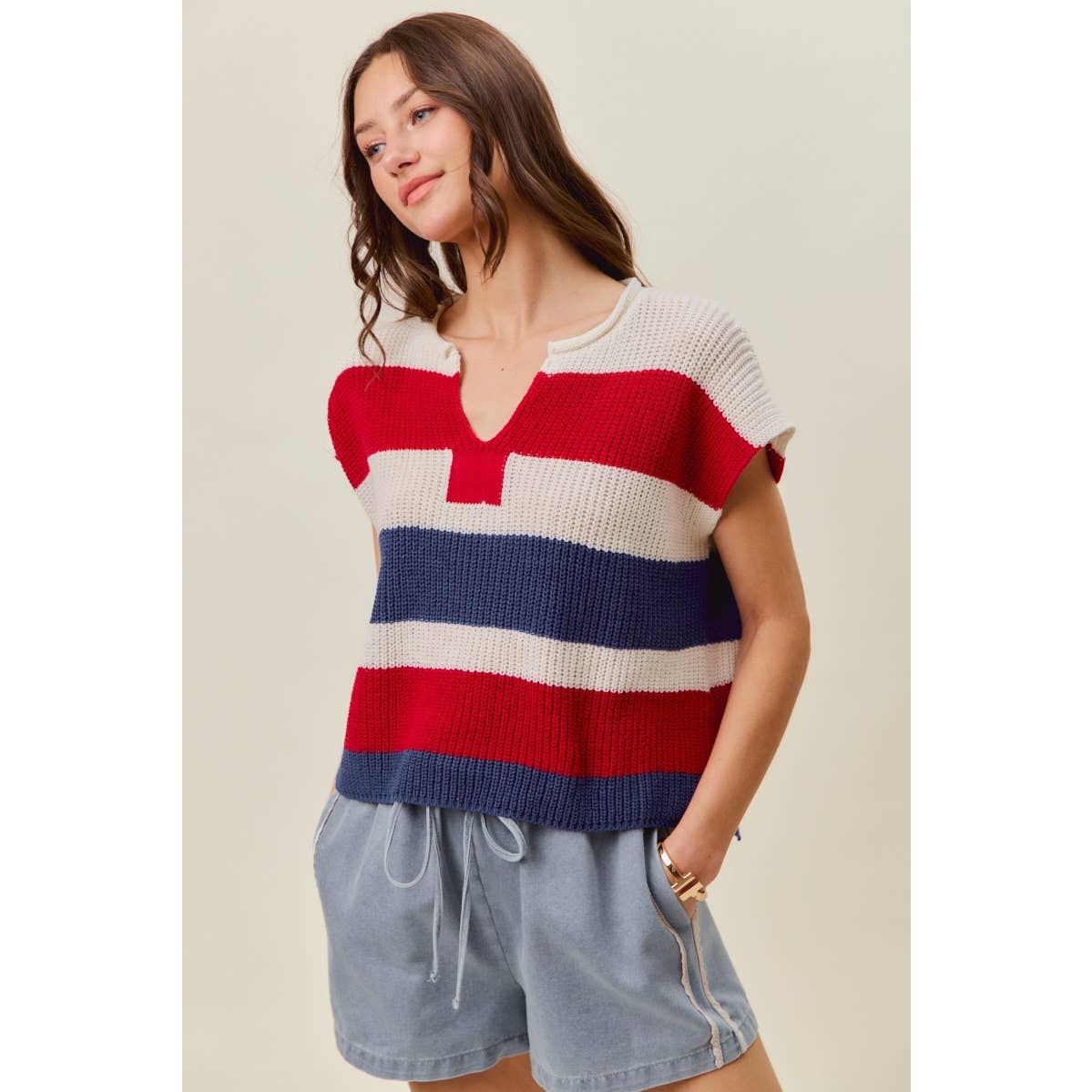 SIDE LACE DETAIL DENIM PULL ON SHORTS