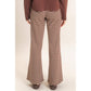 Low Rise Striped Waffle Knit Pants
