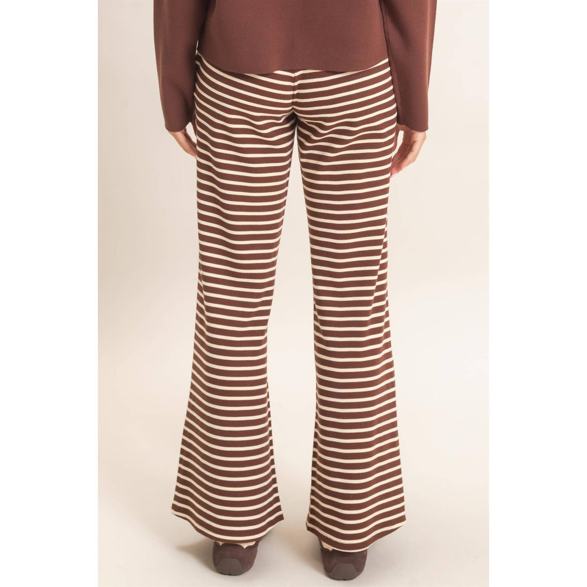 Low Rise Striped Waffle Knit Pants