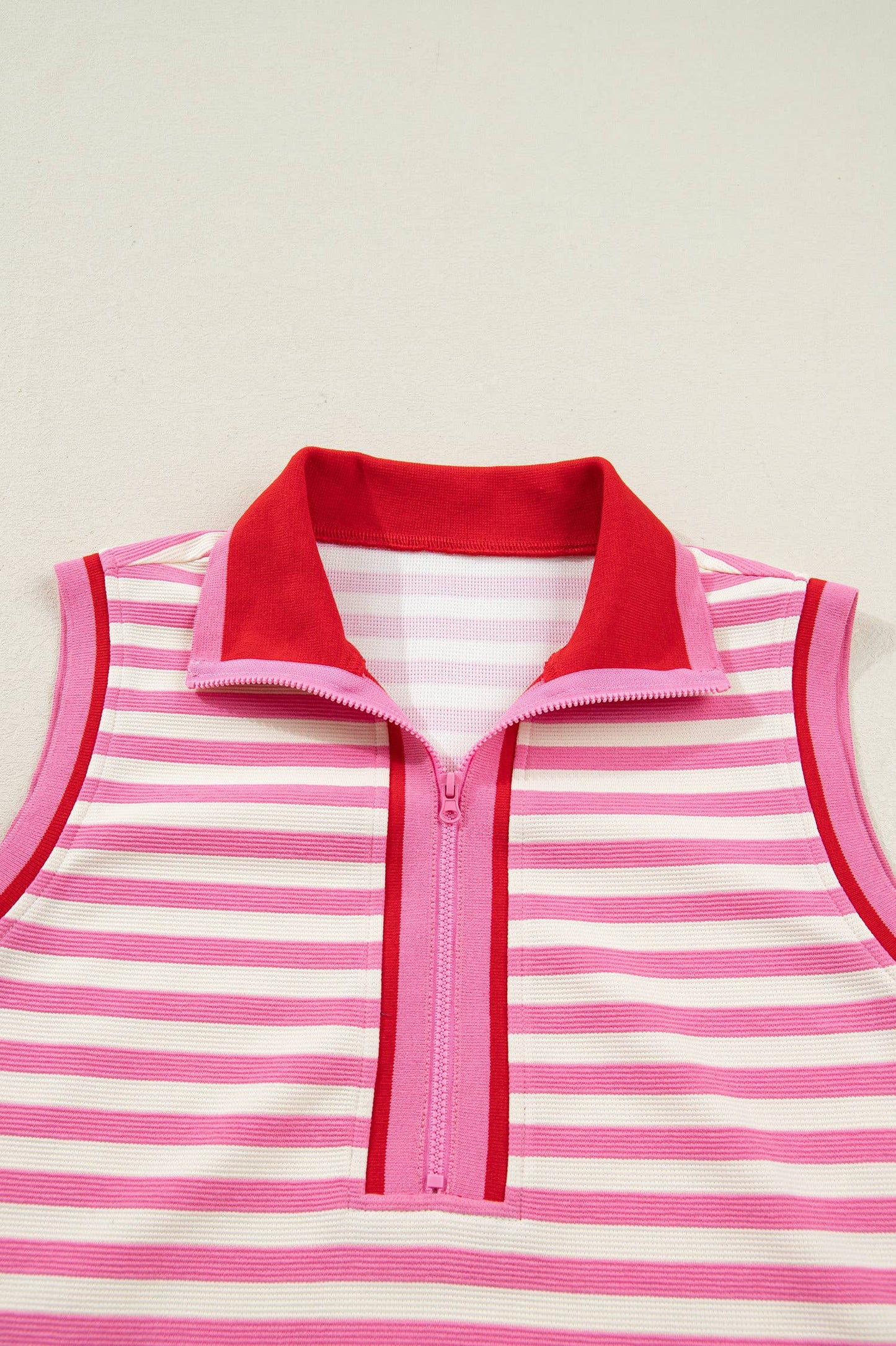 66Spring 2026 Striped Quarter-Zip Sleeveless Top & Skort Set