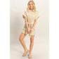 Collared Striped Romper With Sash