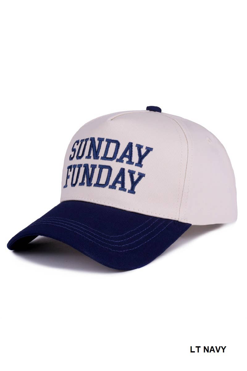 Sunday Funday Two Tone Canvas Cotton Cap  Zenana Consgt.
