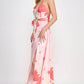 Floral Border Print Side Slit Maxi Dress