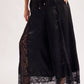 SATIN LACE TRIMMED DRAWSTRING PALAZZO PANTS