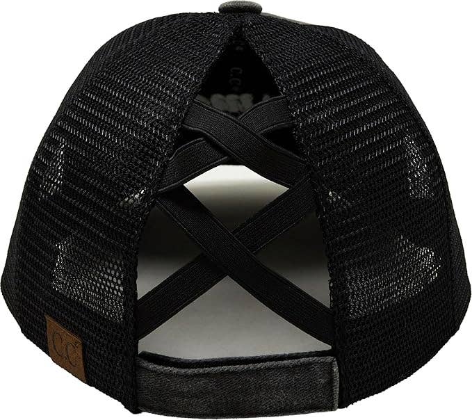Criss Cross Ponycap - Boy Mom - Black