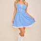 Gingham Corset Tie-Strap Flare mini dress