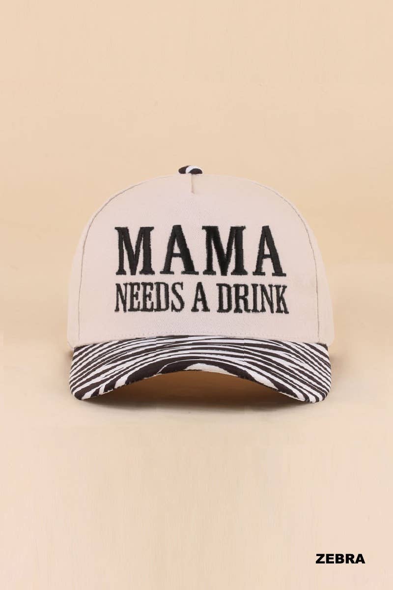 Mama Needs A Drink Two Tone Snapback Hat Zenana