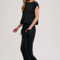 RELAXED KNIT SMOCKED TOP AND WIDE PANTS SET