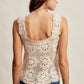 Crochet Lace Square Neck Tank Top LCR0117
