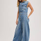 DENIM SLEEVELESS SHIRT JUMPSUIT