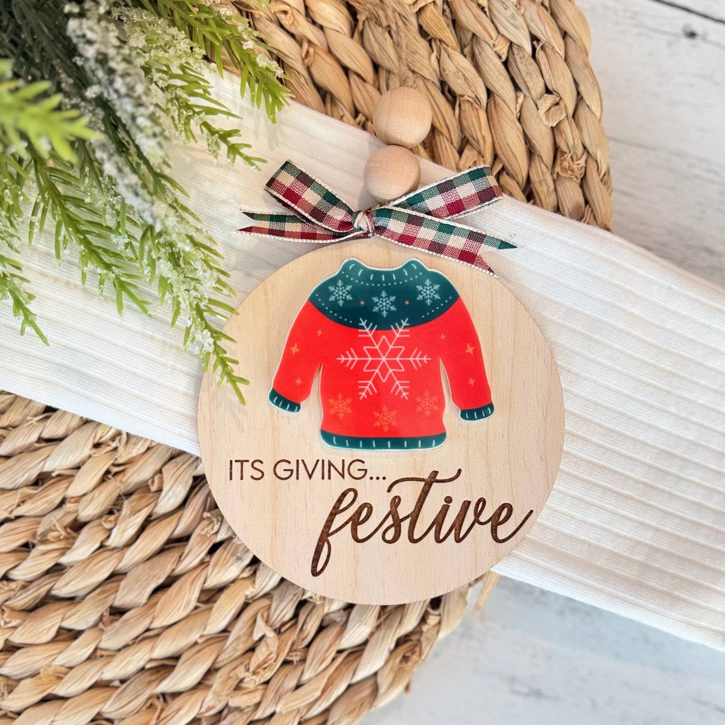 Funny Christmas Sweater Ornament – It’s Giving Festive