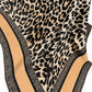 Leopard Print & Geometric Border Silky Neck Scarf | 40SC734