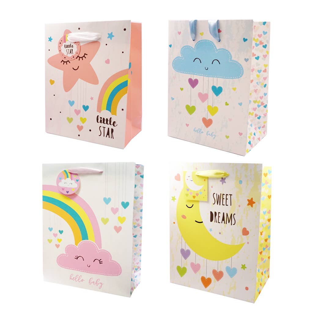 Baby Gift Bags – Glitter Accents, 3 Assorted Designs