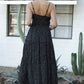 C4C84-FQ00 POLKA DOT SIDE SLIT MAXI DRESS