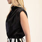 Cowl Neck Pleats Sleeveless Top