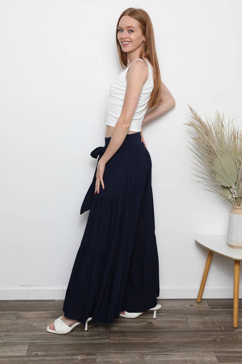 B3663-ASIS TIE WAIST WIDE LEG PANTS