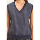 V-Neck Pinstripe Sleeveless Top