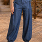 Dual-Style Wide-Leg and Cinched Jogger Denim Pants