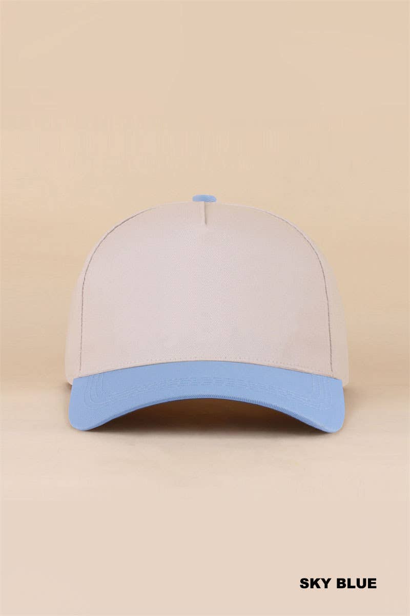 Plain Two Tone Canvas Cotton Snapback Hat