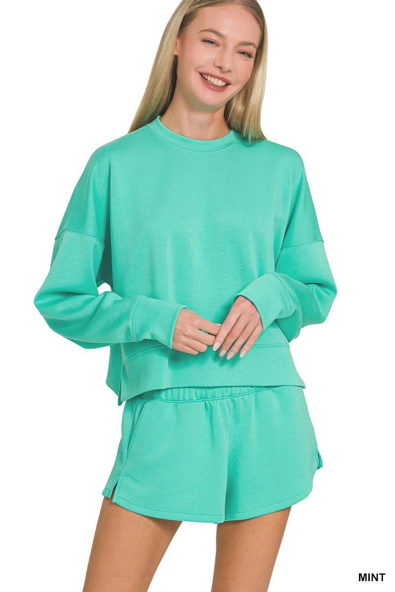 Scuba Sweatshirts & Shorts 2PC Set SI-27476 Zenana