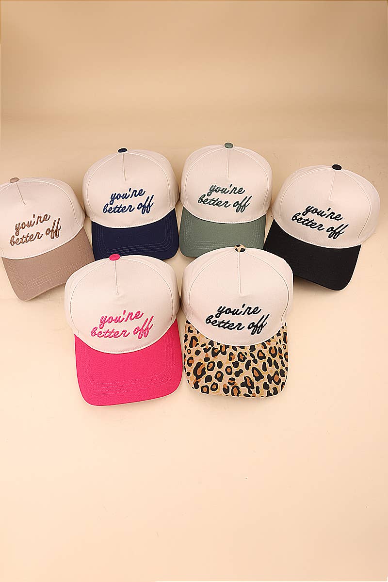 You're Better Off Two Tone Canvas Cotton Cap