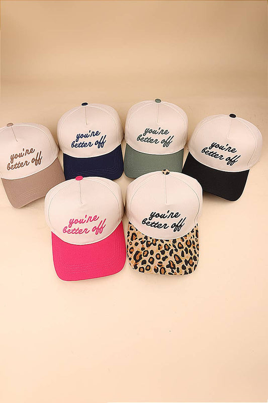 You're Better Off Two Tone Canvas Cotton Cap