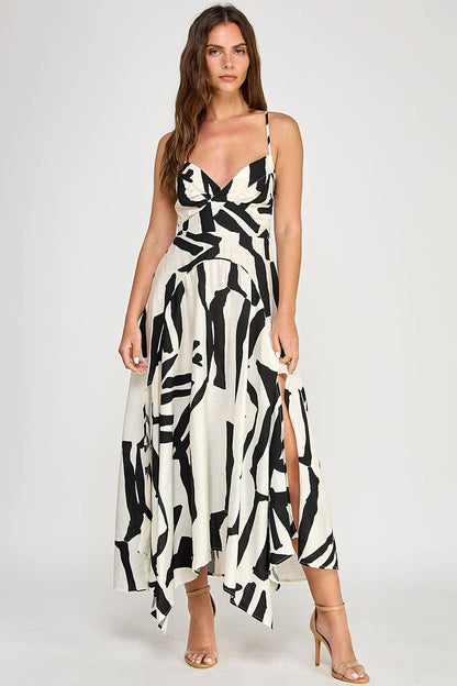 Abstract Print Sleeveless Maxi Dress