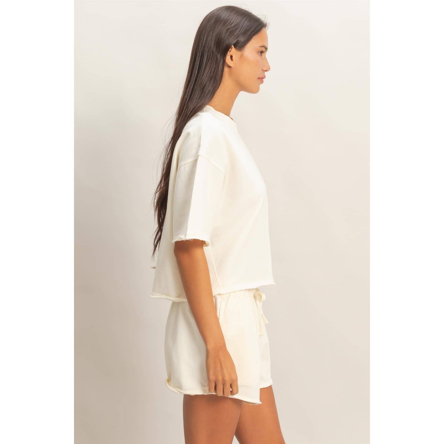 Short Sleeve Crew Neck Top And Shorts Set