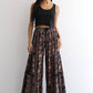 25R84-AA09 PRINTED FLARE PANTS WITH LACE INSERTS AND SMOCKED