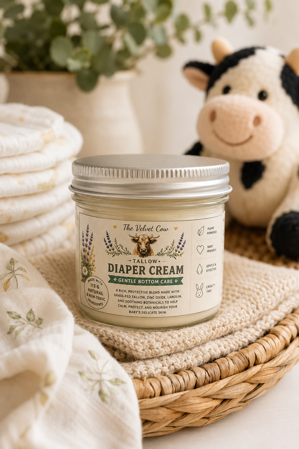 Grass-fed Tallow Diaper Cream| Natural Baby Rash Cream | Multi-purpose Skin Barrier
