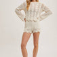 OPEN KNIT SWEATER PULLOVER & SHORTS SET