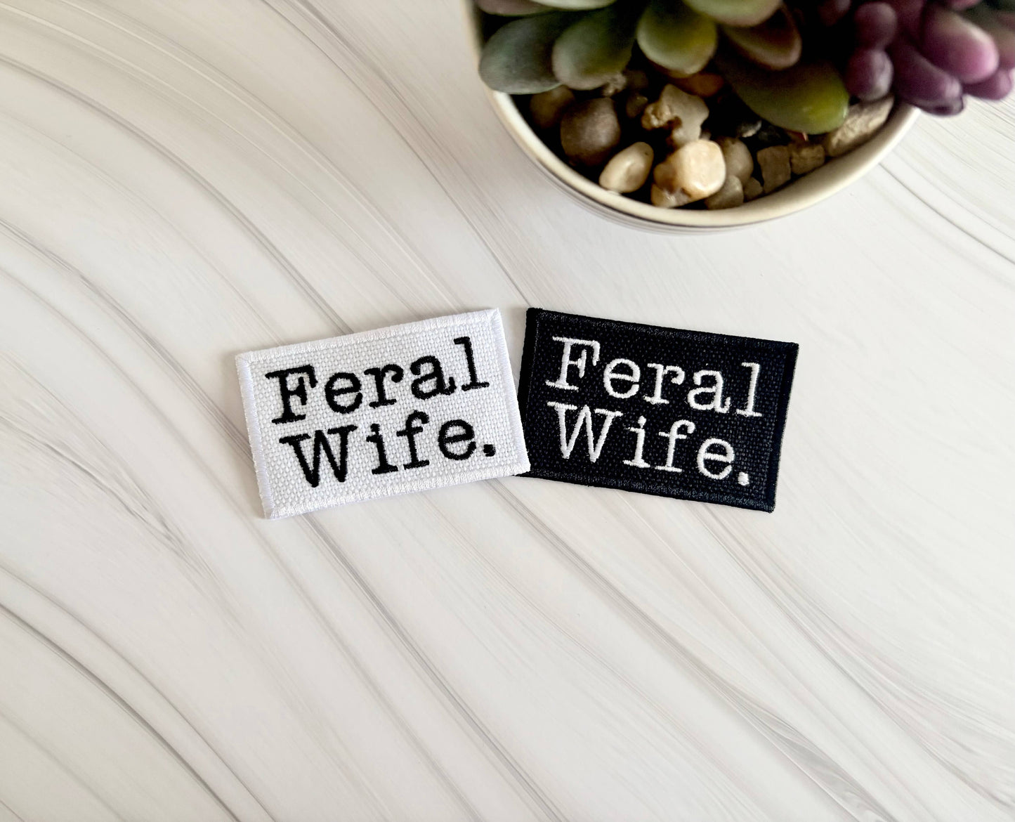 Feral Wife embroidered hat patch