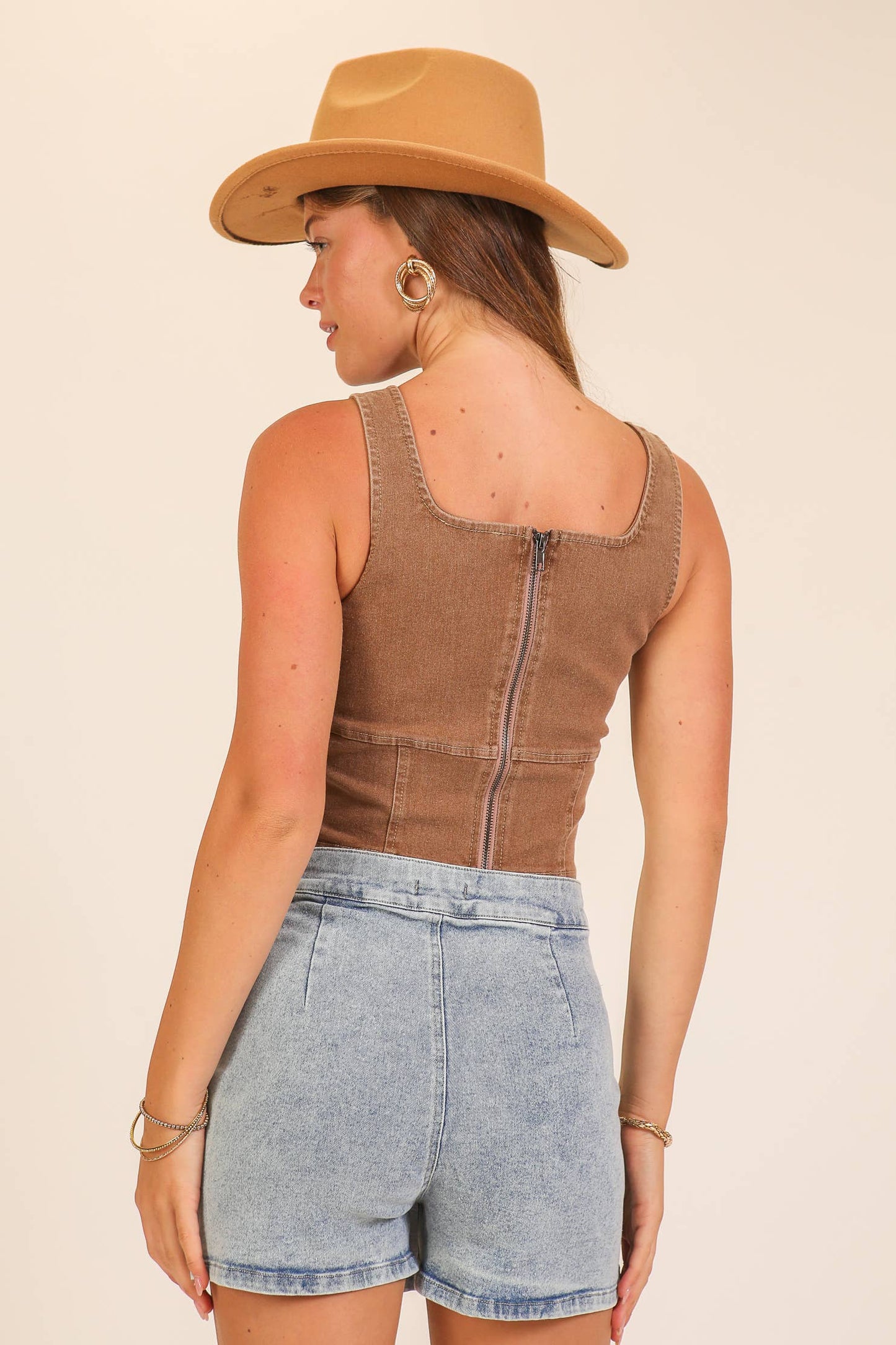 Sculpted Stretch Denim Tank Corset