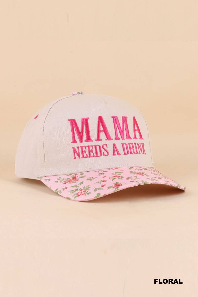 Mama Needs A Drink Two Tone Snapback Hat Zenana