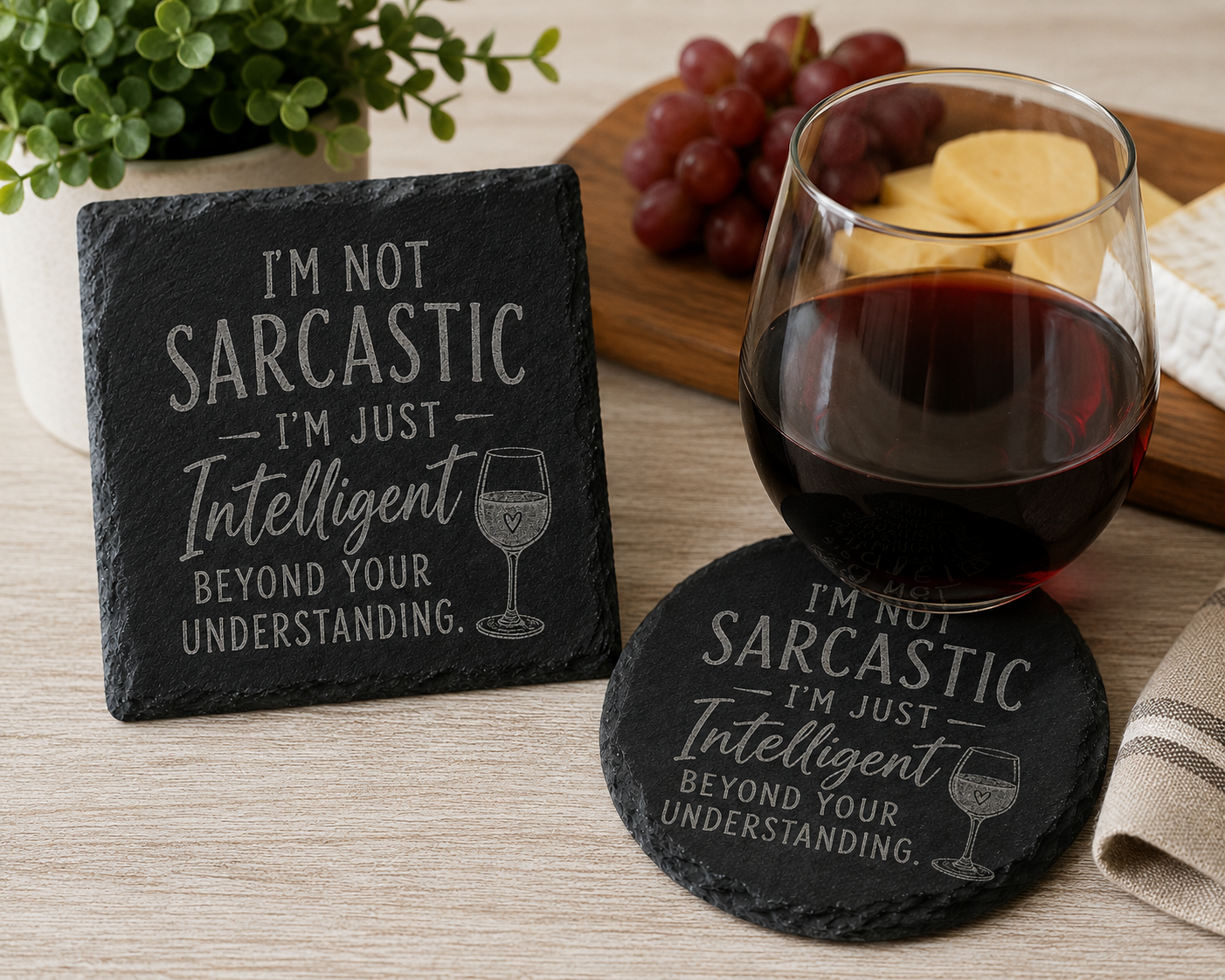 I'm Not Sarcastic Engraved Slate Coaster