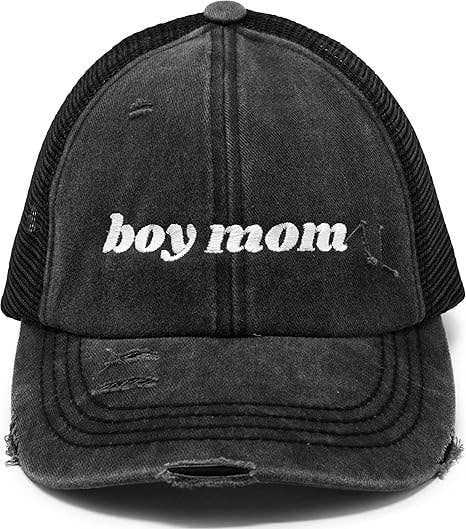 Criss Cross Ponycap - Boy Mom - Black