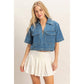 Denim V-Neck Cropped Top