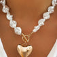PEARL BEADED HEART CHARM TOGGLE NECKLACE | 40NK9466