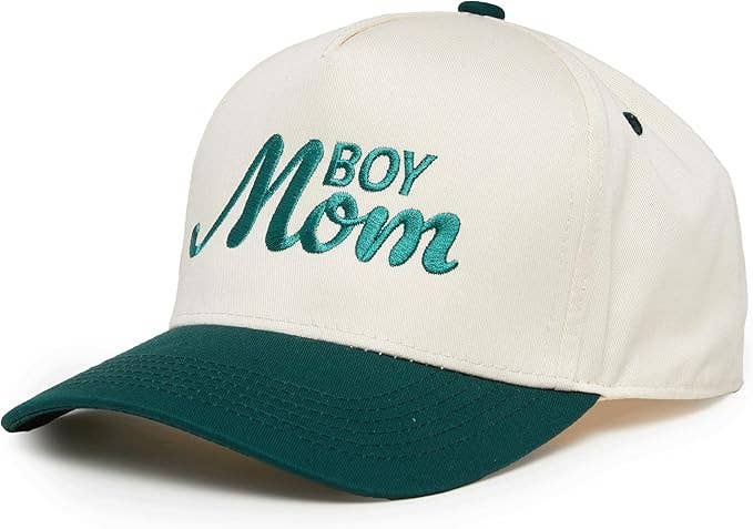 Two Tone Cap - Boy Mom - Green/Beige