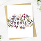 "Just Married" Wildflowers Pattern Wedding Card