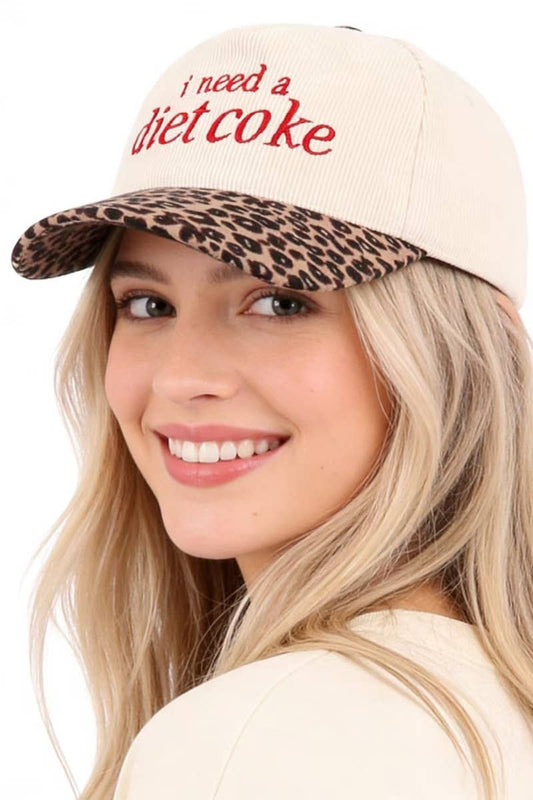 ,,,,....0204 I Need A Diet Coke Two Tone Corduroy Cap SI-28986