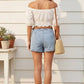 Stretch Denim Wrap Skort