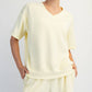MODAL SCUBA V NECK FLAT PIPING SHORT SLEEVE TOP