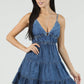 C4M44-ASIS ACID WASH DENIM V NECK DRESS WITH OPEN TIE BACK D