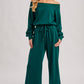WIDE NECK OFF THE SHOULDER KNIT JUMPSUIT