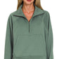 Scuba Half Zip Pullover With Kangaroo Pocket Zenana