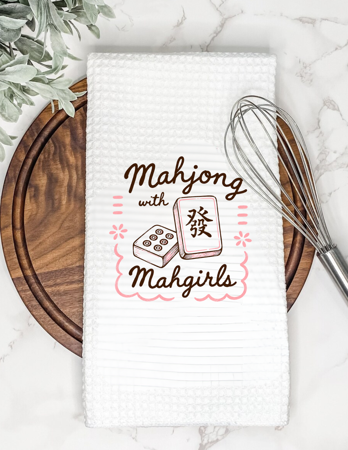 Waffle Tea Towel Mahjong with Mahgirls