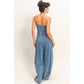 Mineral Wash Strapless Wide-Leg Jumpsuit